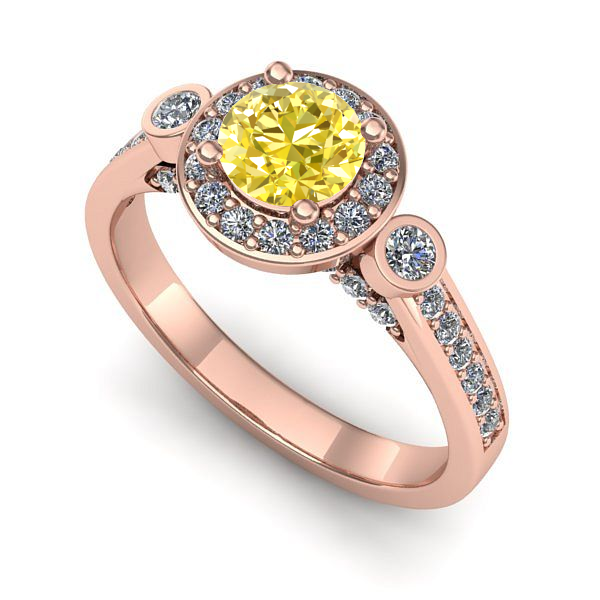 Inel logodna din aur roz cu safir galben