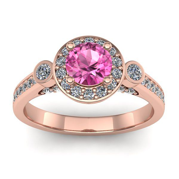 Inel cu safir roz rotund