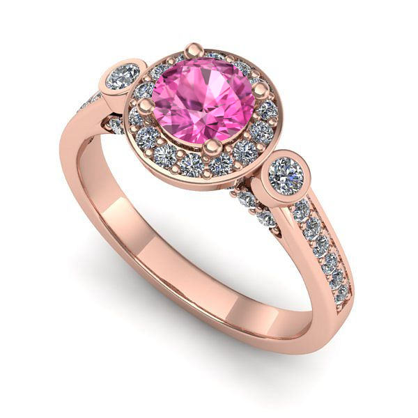 Inel din aur roz cu safir roz