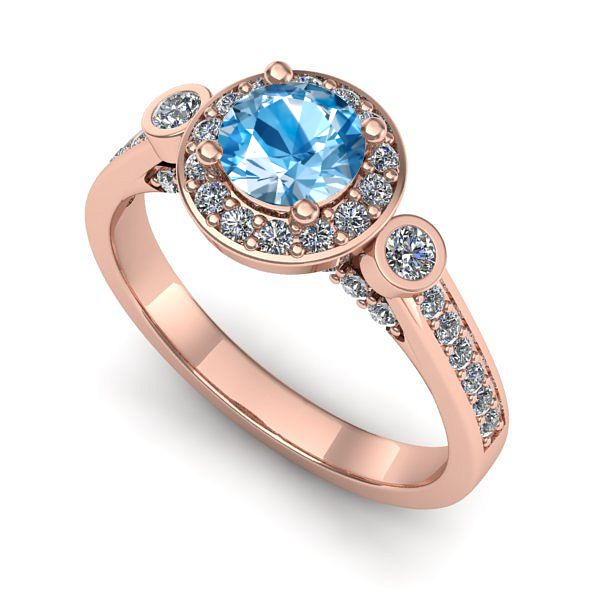 Inel din aur roz cu topaz blue