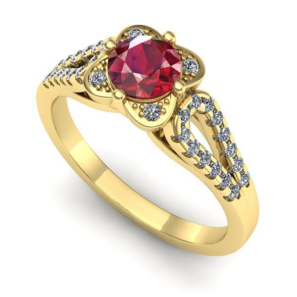 Inel logodna din aur galben cu rubin