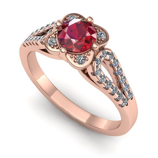Inel logodna din aur roz cu rubin