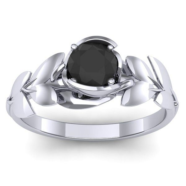 Inel cu diamant negru rotund