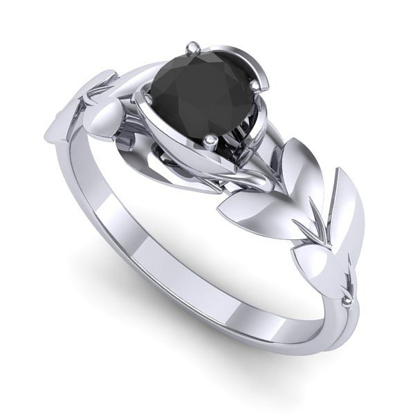 Inel din aur alb cu diamant negru