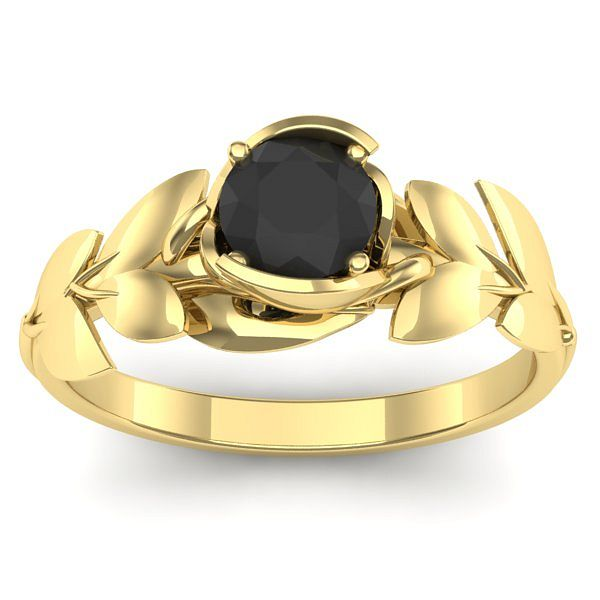 Inel logodna cu diamant negru rotund