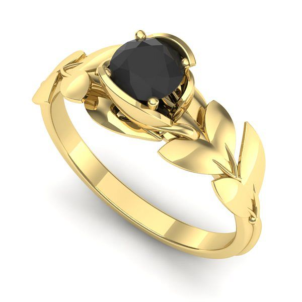Inel logodna din aur galben cu diamant negru