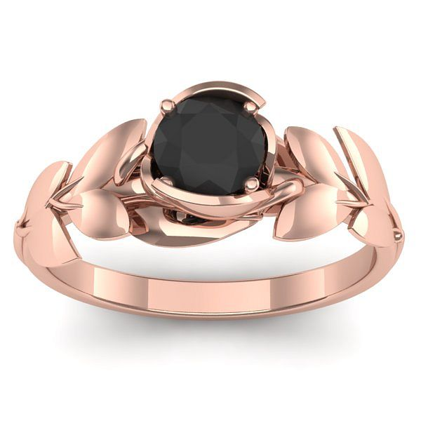 Inel cu diamant negru rotund