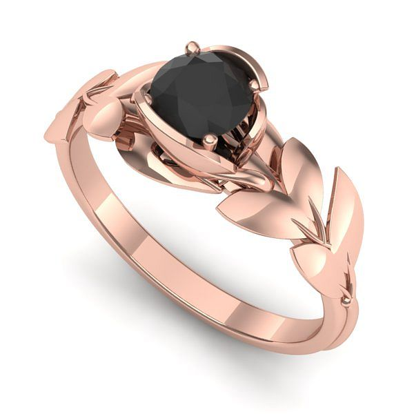 Inel logodna din aur roz cu diamant negru