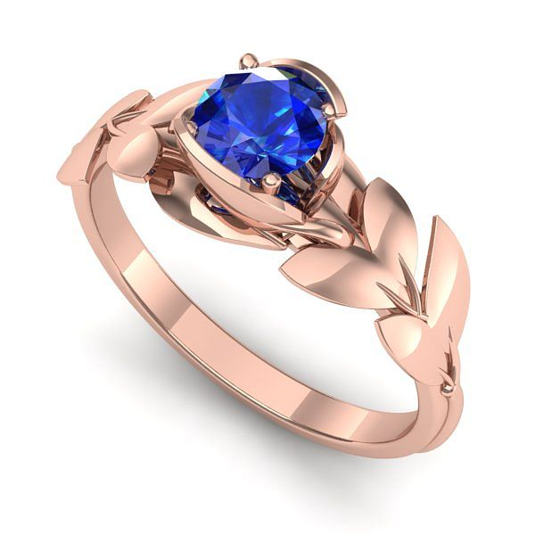 Inel logodna din aur roz cu safir