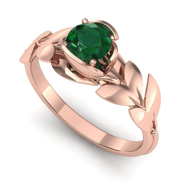 Inel din aur roz cu smarald