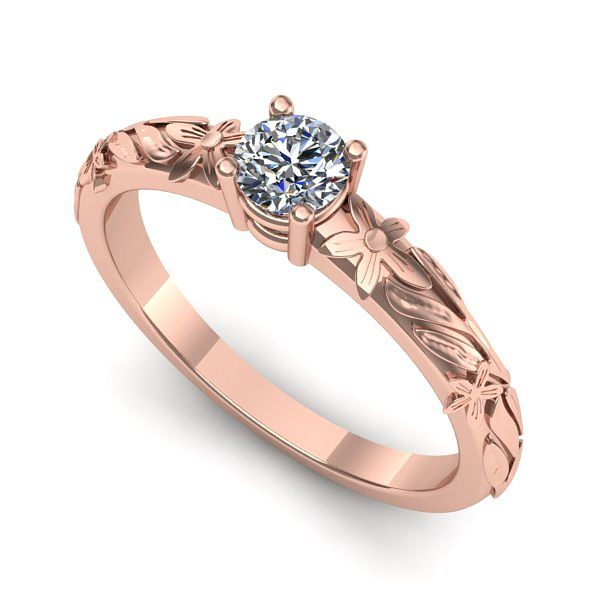 Inel din aur roz cu diamant