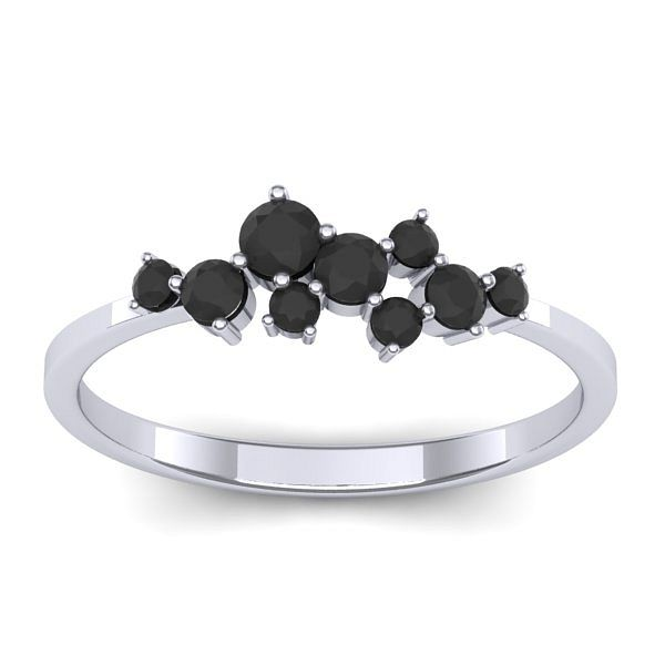 Inel cu diamante negre rotund