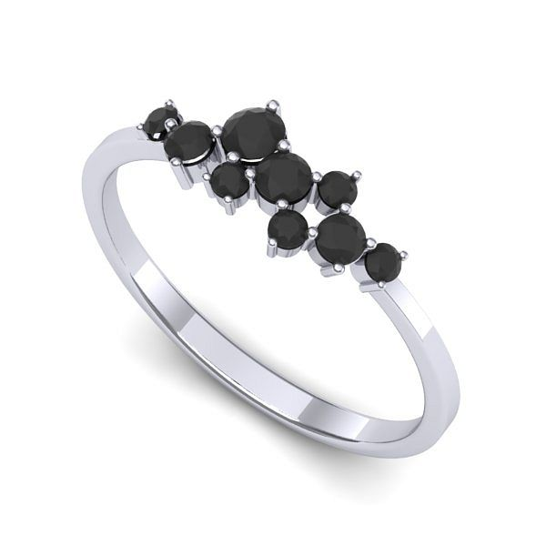 Inel logodna din aur alb cu diamante negre