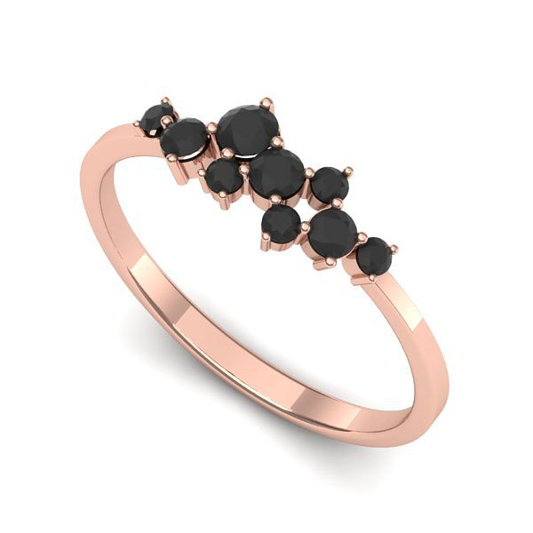 Inel logodna din aur roz cu diamante negre