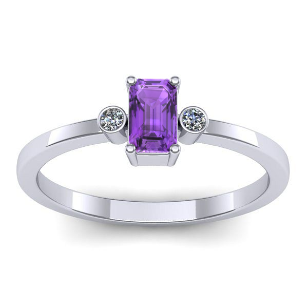 Inel cu ametist dreptunghiular