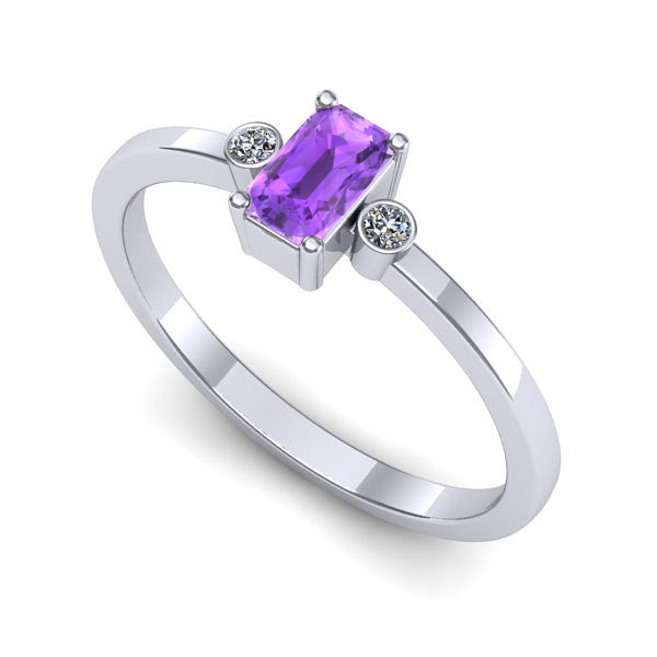 Inel de logodna din aur alb cu ametist