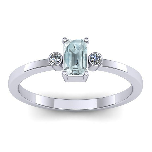 Inel de logodna cu aquamarin dreptunghiular