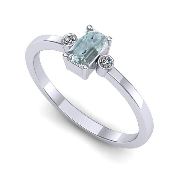 Inel logodna din aur alb cu aquamarin