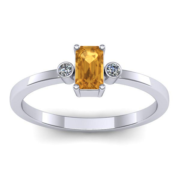 Inel logodna cu citrin dreptunghiular