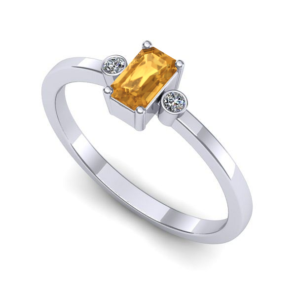 Inel logodna din aur alb cu citrin
