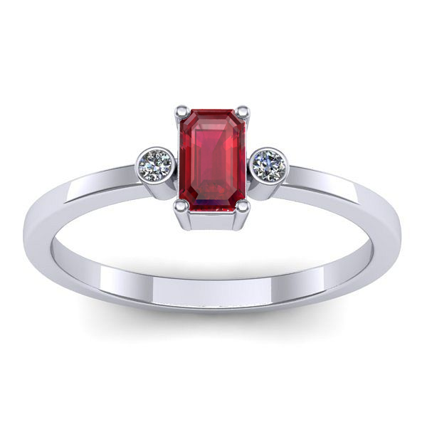 Inel logodna cu rubin dreptunghiular