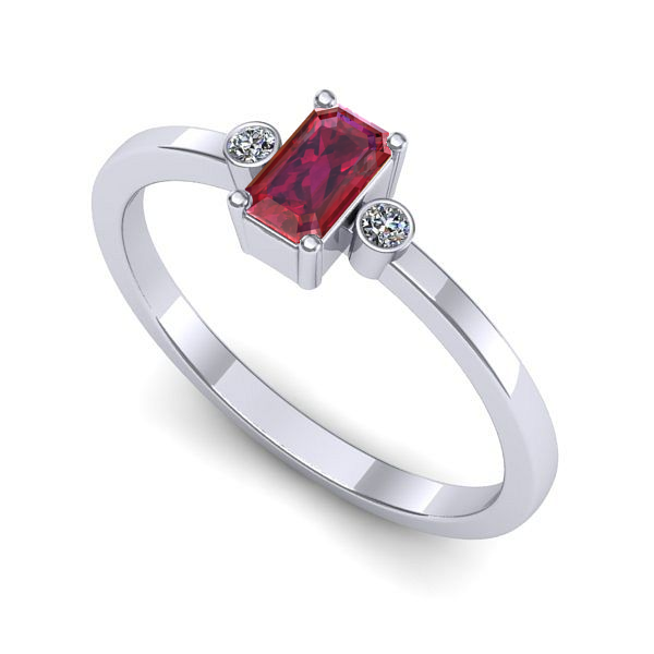 Inel din aur alb cu rubin