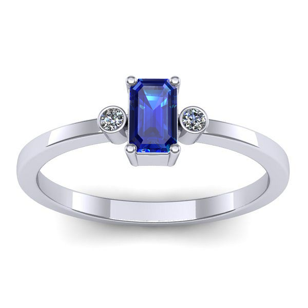 Inel de logodna cu safir dreptunghiular