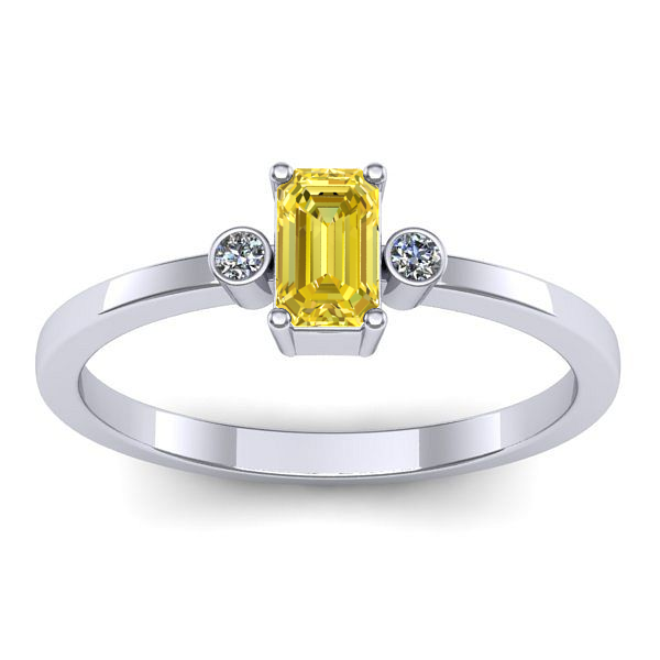 Inel logodna cu safir galben dreptunghiular