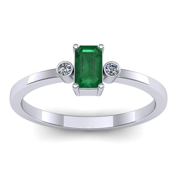 Inel logodna cu smarald dreptunghiular