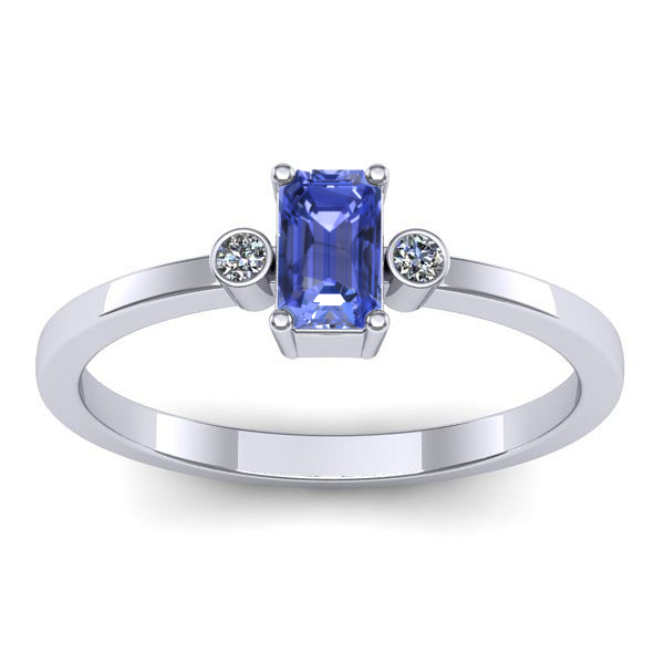Inel de logodna cu tanzanit dreptunghiular