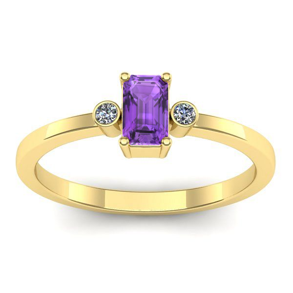 Inel de logodna cu ametist dreptunghiular