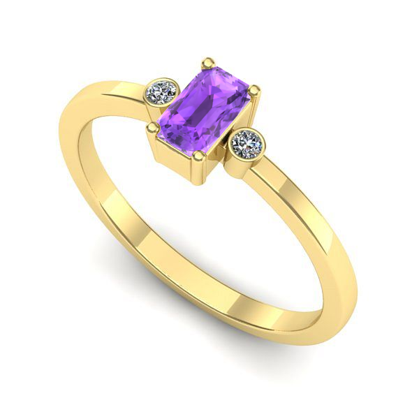 Inel de logodna din aur galben cu ametist