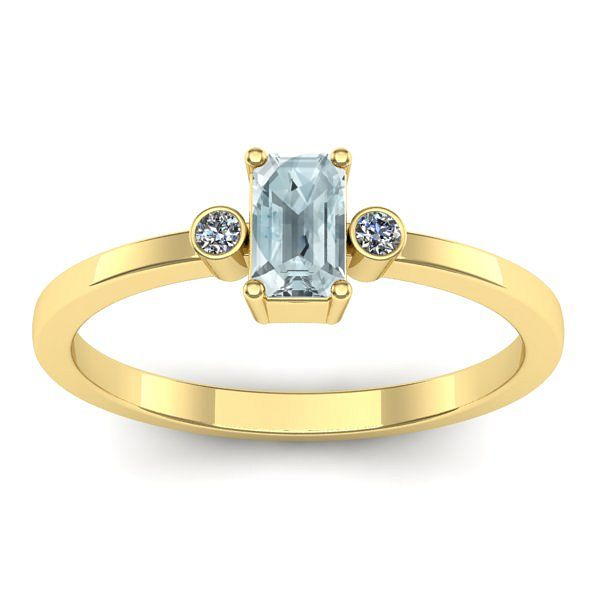 Inel de logodna cu aquamarin dreptunghiular