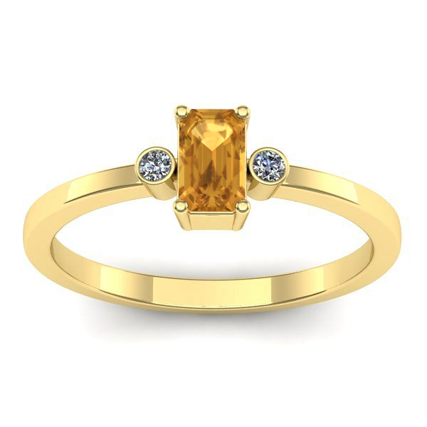 Inel cu citrin dreptunghiular