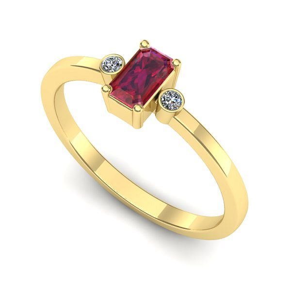 Inel de logodna din aur galben cu rubin