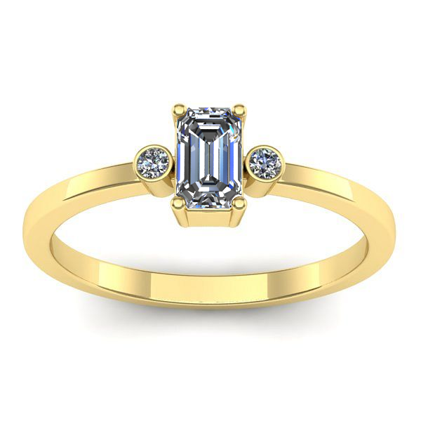 Inel cu safir alb dreptunghiular