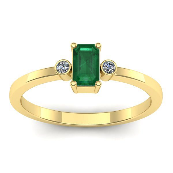 Inel cu smarald dreptunghiular