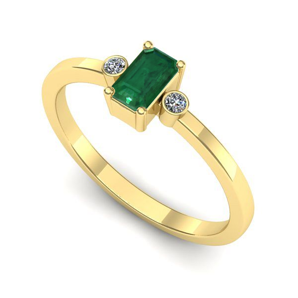 Inel de logodna din aur galben cu smarald