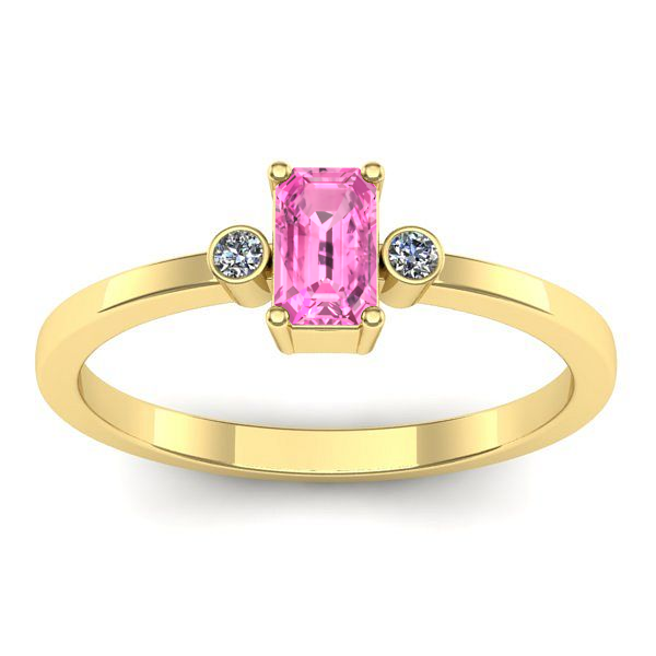 Inel cu safir roz dreptunghiular