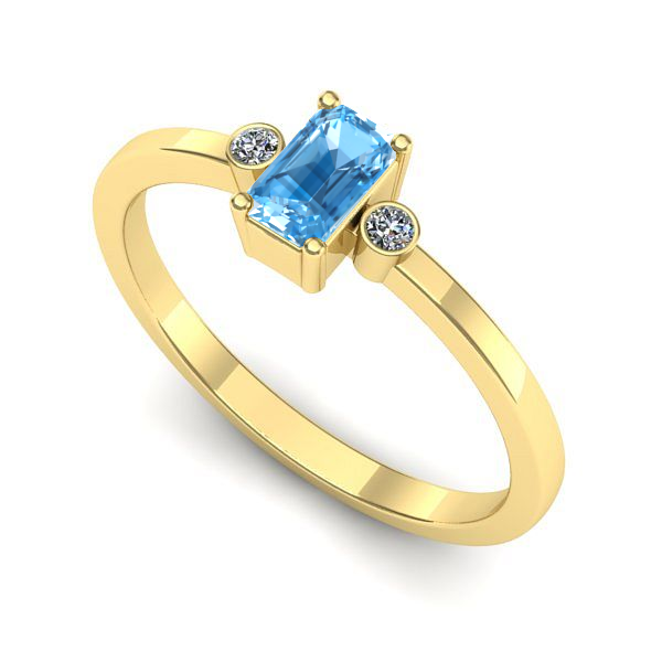Inel de logodna din aur galben cu topaz blue