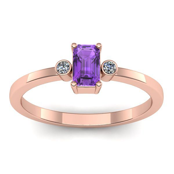 Inel logodna cu ametist dreptunghiular