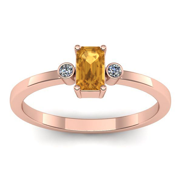 Inel logodna cu citrin dreptunghiular