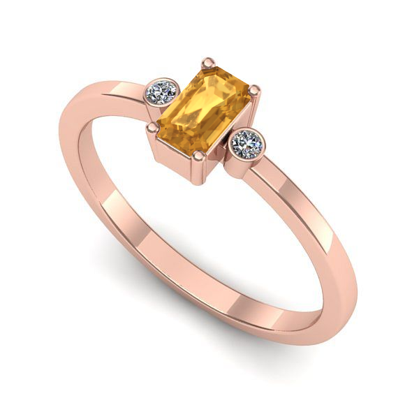 Inel logodna din aur roz cu citrin