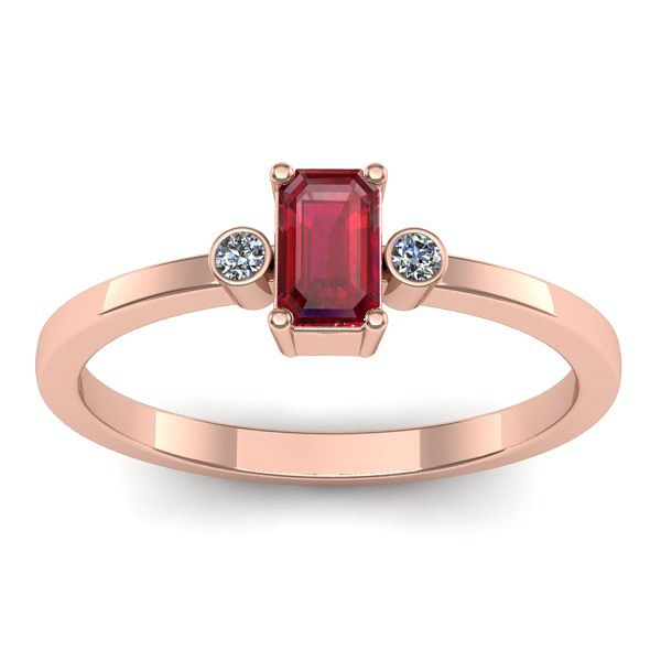 Inel de logodna cu rubin dreptunghiular