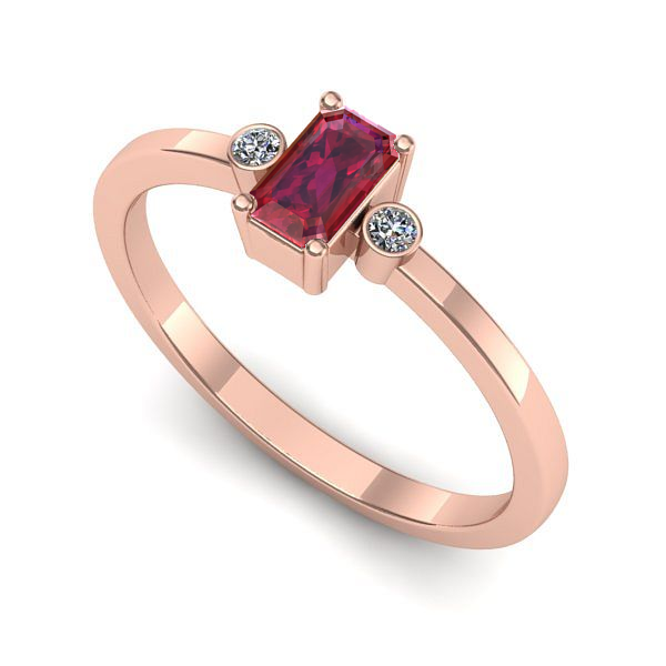 Inel logodna din aur roz cu rubin