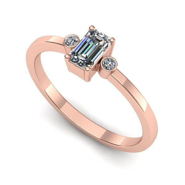 Inel din aur roz cu safir alb