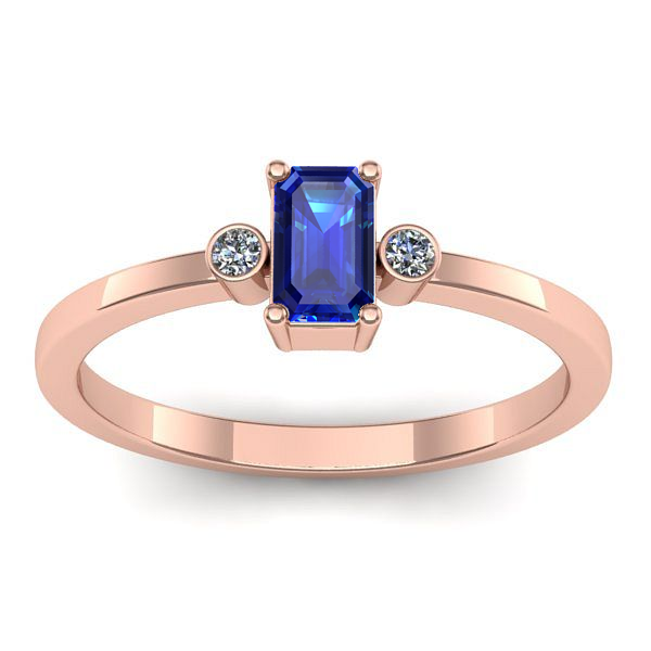 Inel logodna cu safir dreptunghiular