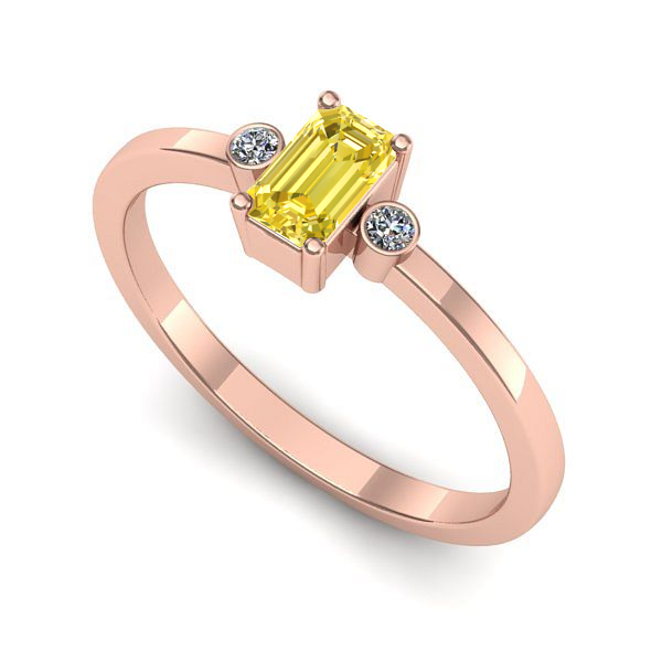 Inel de logodna din aur roz cu safir galben