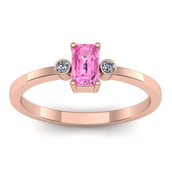 Inel de logodna cu safir roz dreptunghiular