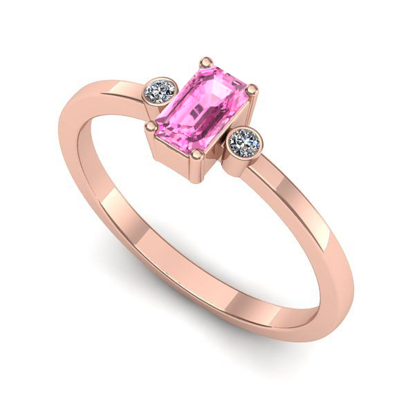 Inel din aur roz cu safir roz